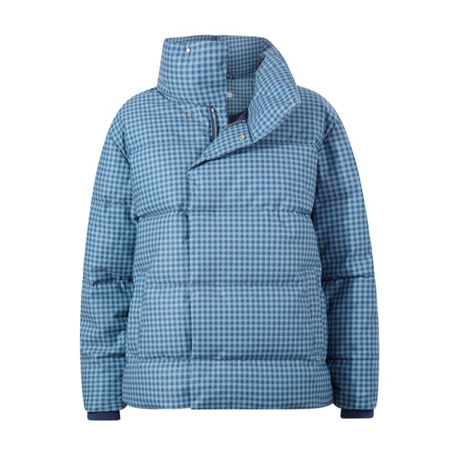 Radcliffe Womens Gingham Check Insulated Padded Jacket - Navy/Grey Gingham