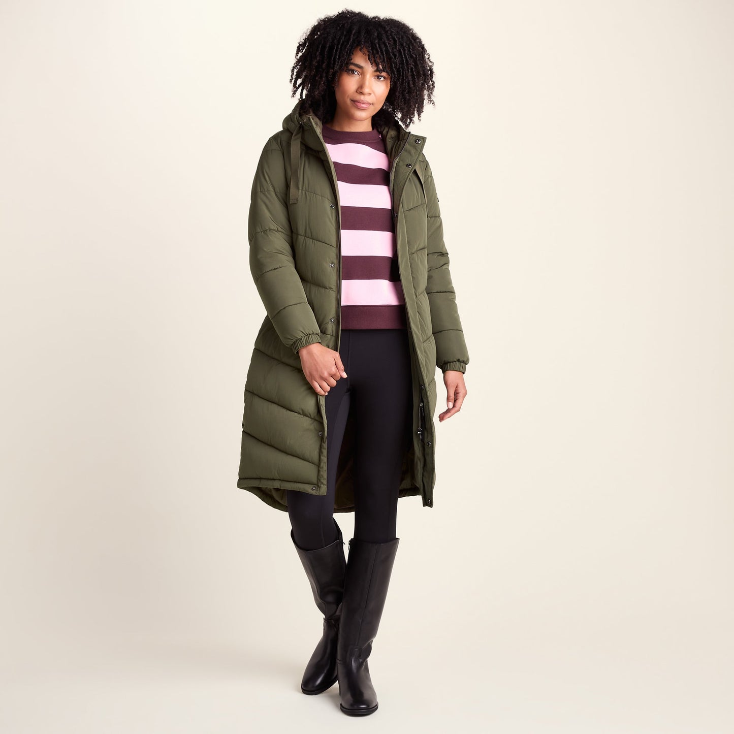Raleigh Womens Long Insulated Jacket - Khaki