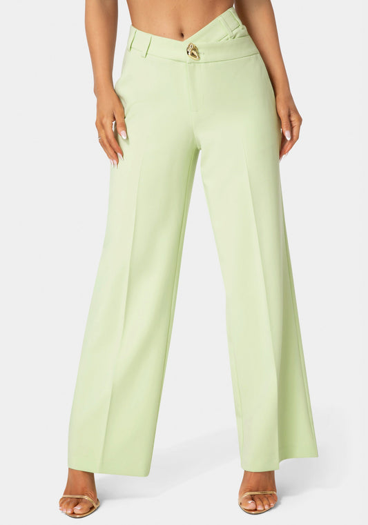High Waist Overlap Wide Leg Pant
