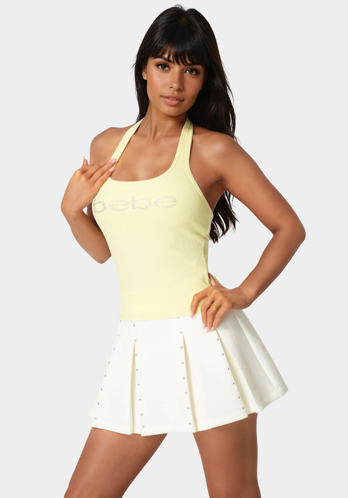 Bebe Logo Halter Neck Rib Tank