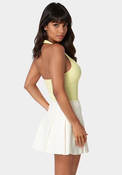 Bebe Logo Halter Neck Rib Tank