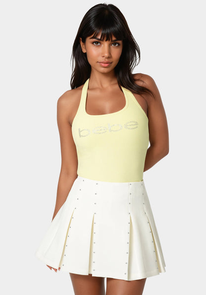 Bebe Logo Halter Neck Rib Tank