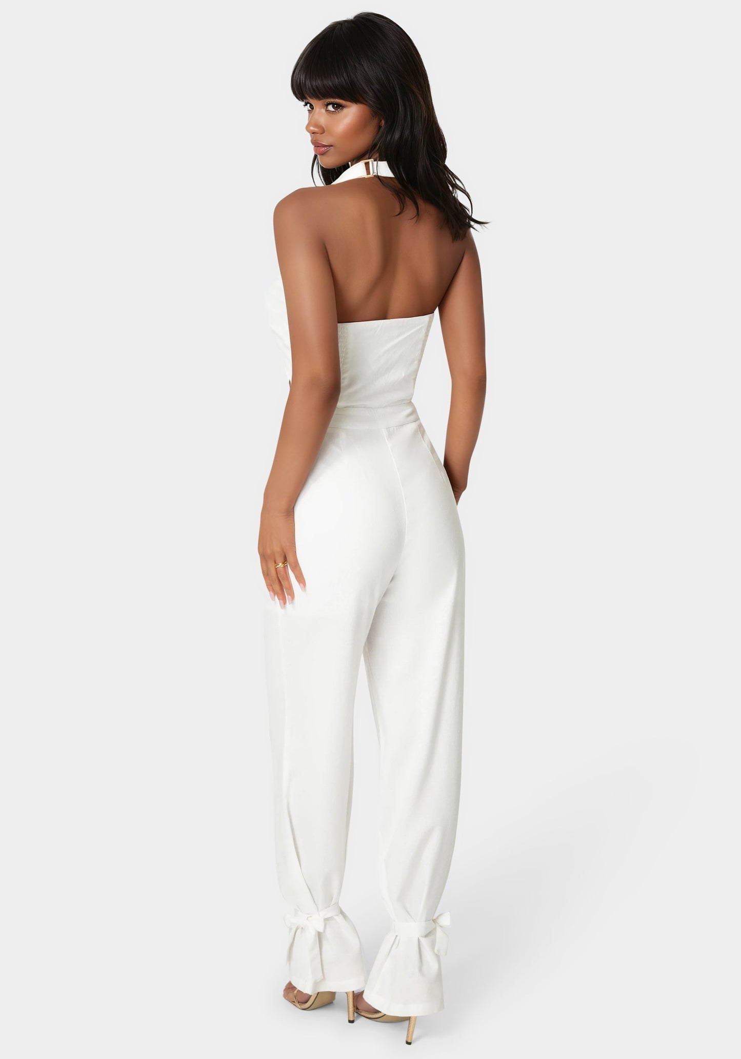 Tailored Vest Style Halter Jumpsuit