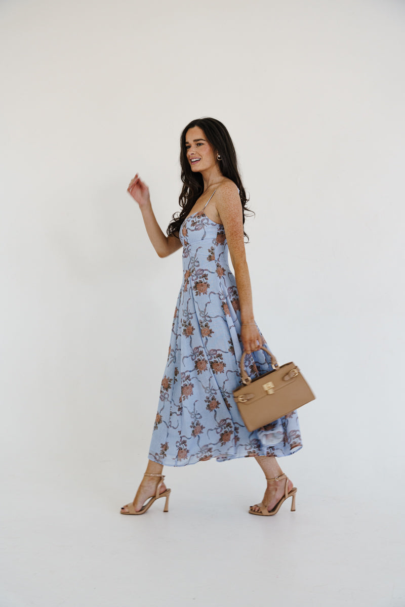 Alexandra Sleeveless Floral Print Maxi Dress Blue