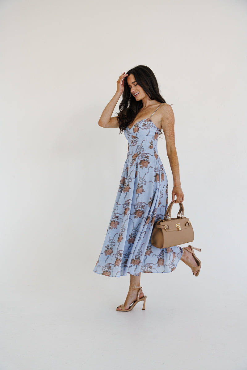Alexandra Sleeveless Floral Print Maxi Dress Blue