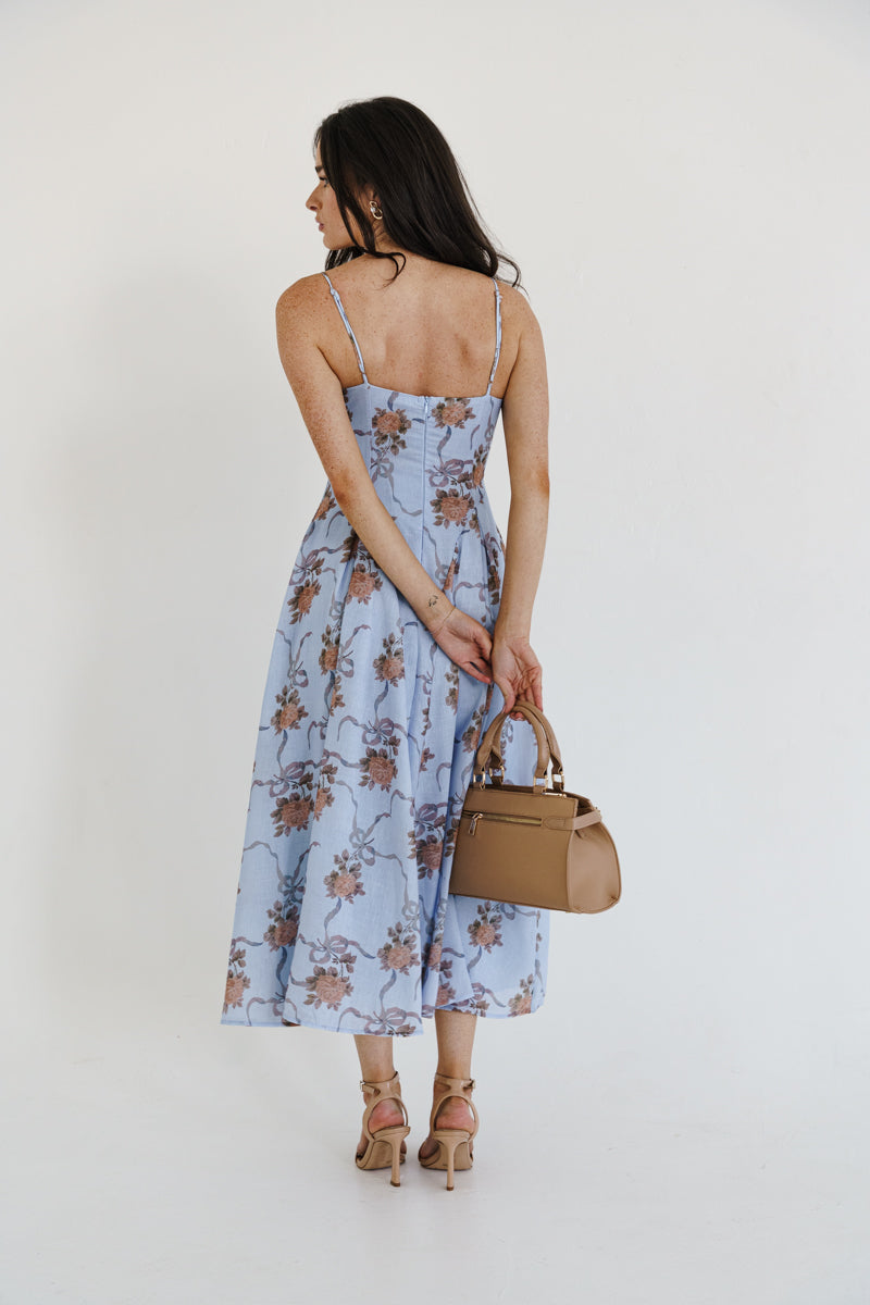 Alexandra Sleeveless Floral Print Maxi Dress Blue