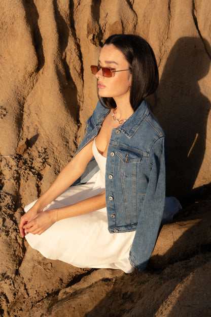 Blythe Long Sleeve Denim Jacket Medium Wash