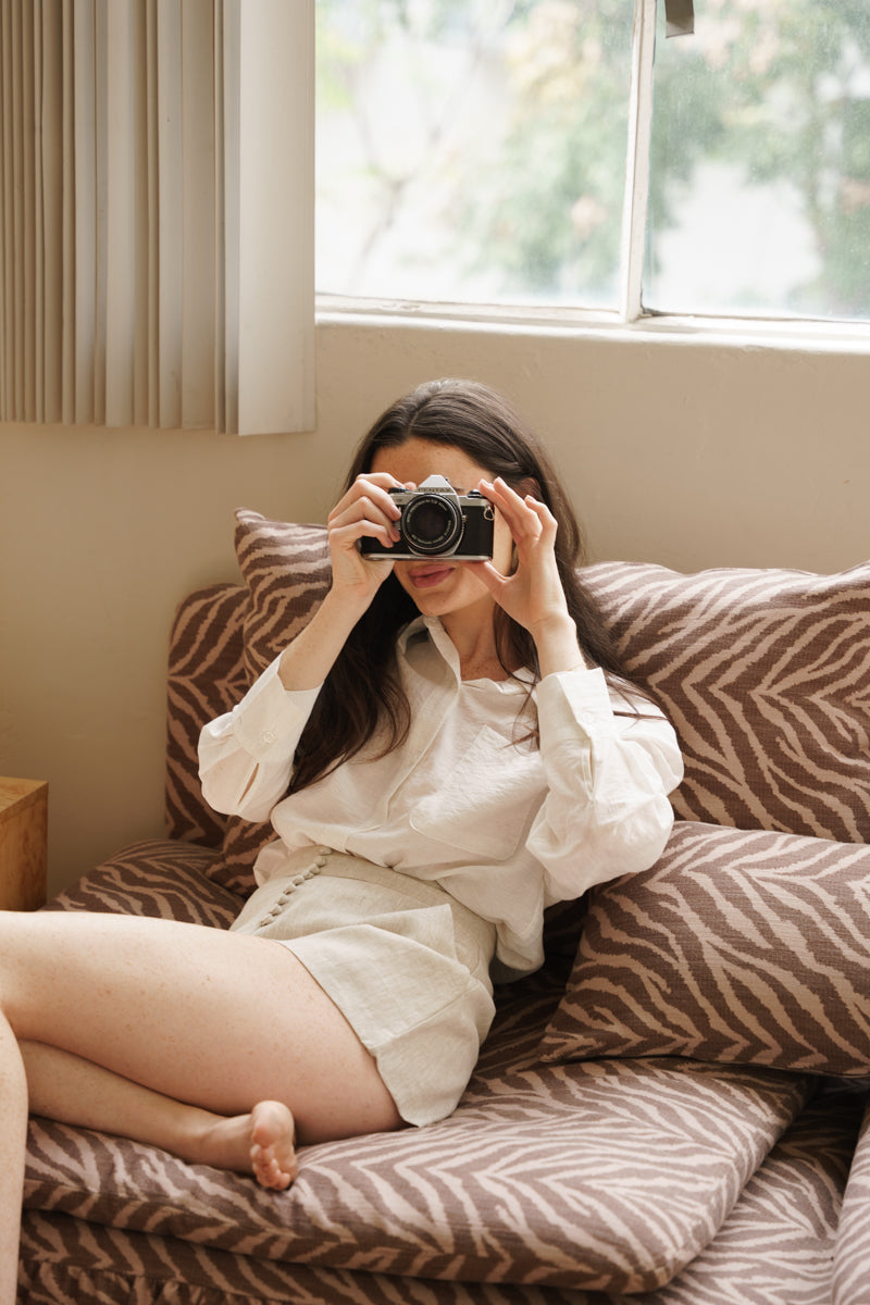 Steph High Waist Linen Shorts Natural