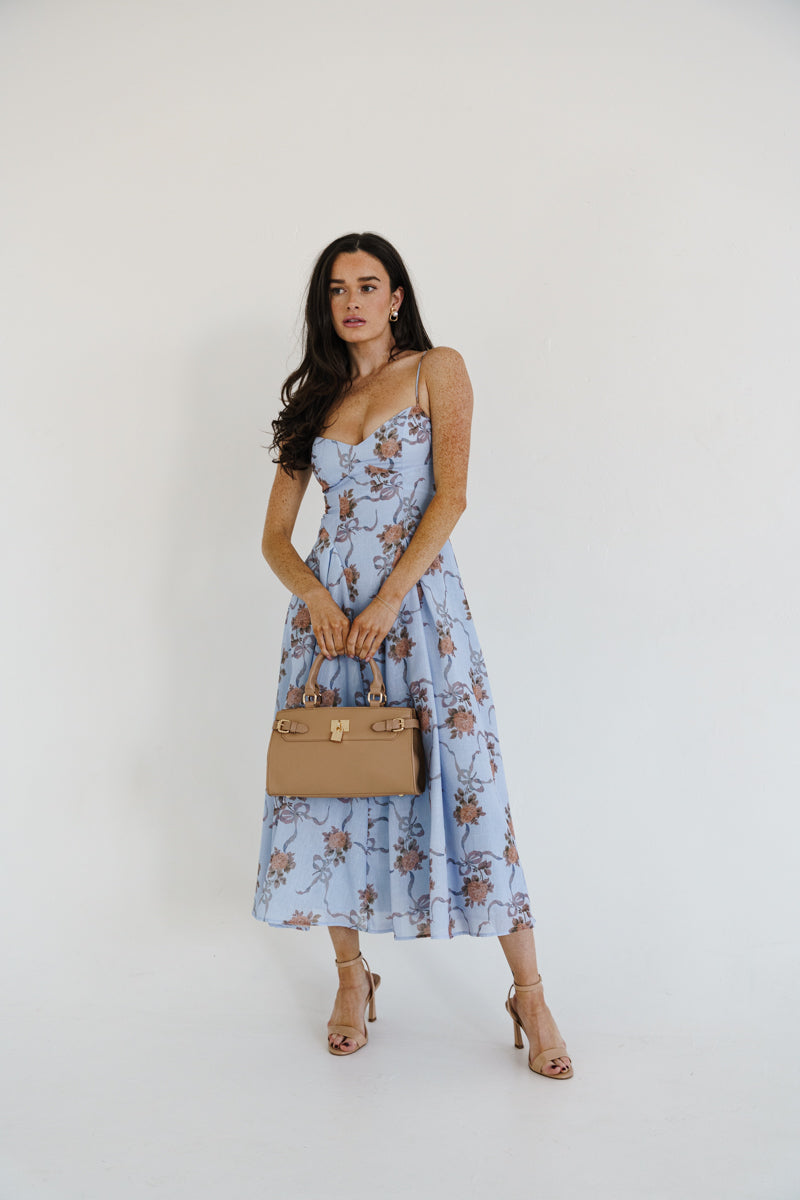 Alexandra Sleeveless Floral Print Maxi Dress Blue