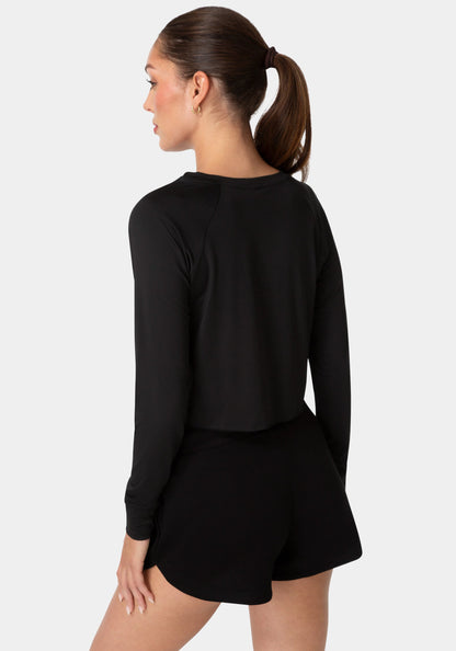 Bebe Sport Long Sleeve Laser Cut Top