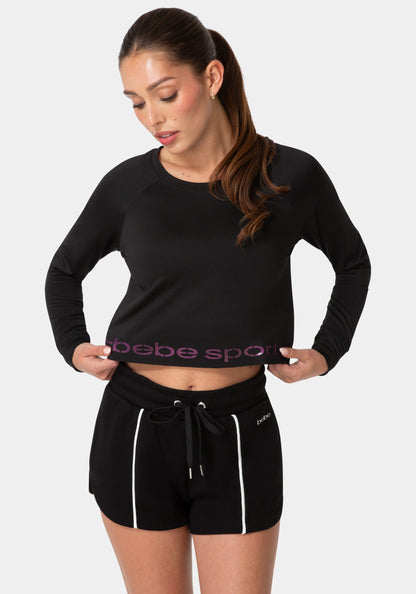 Bebe Sport Long Sleeve Laser Cut Top