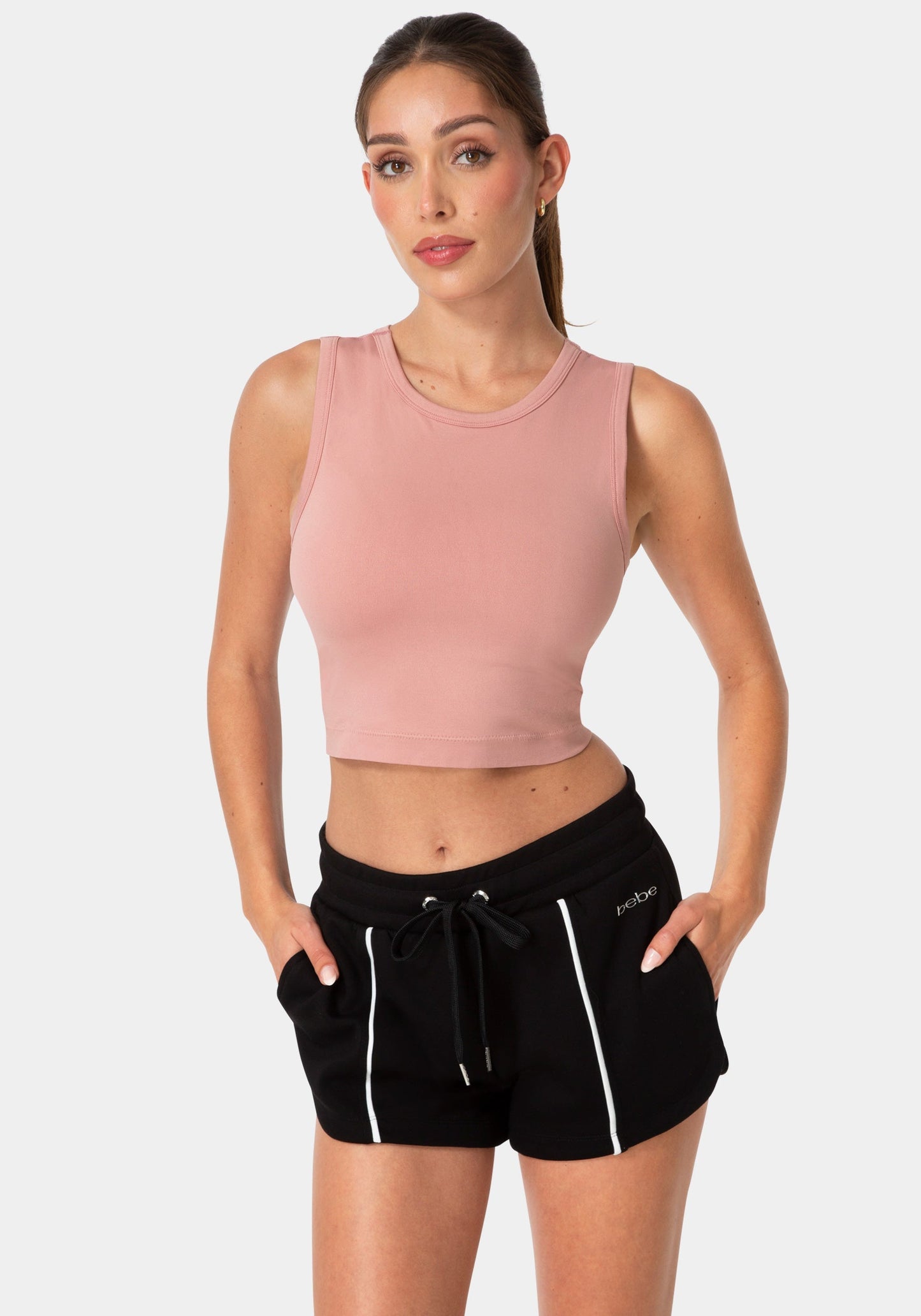 Double Front Seamless Cropped Tank With Foil Logo