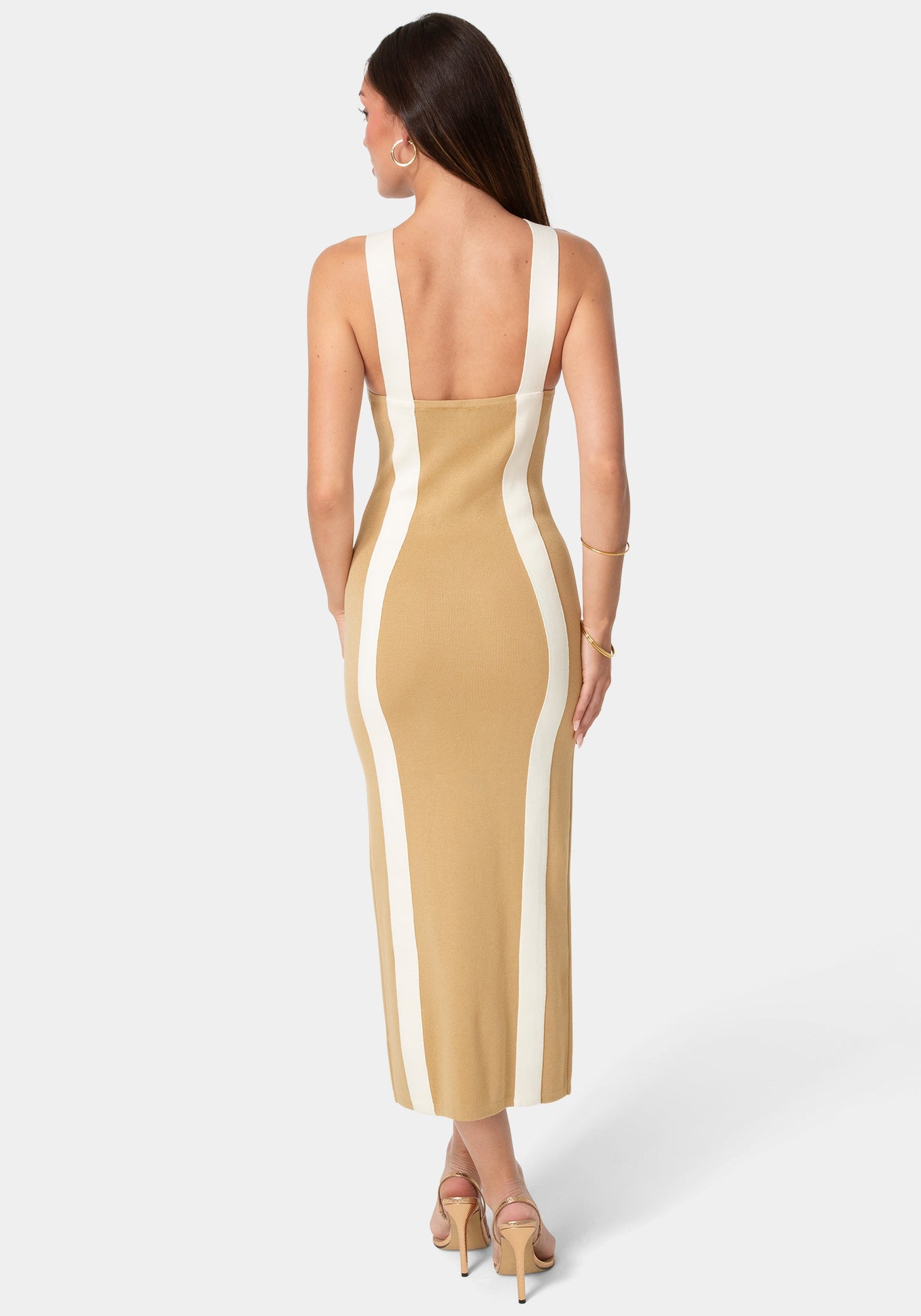 Sweater Contrast Halter Maxi Dress