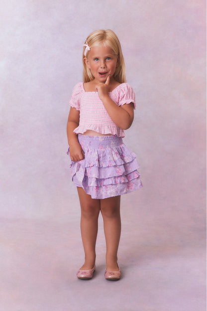 Girls Billie Heirloom Print Skirt - HIBISCUS