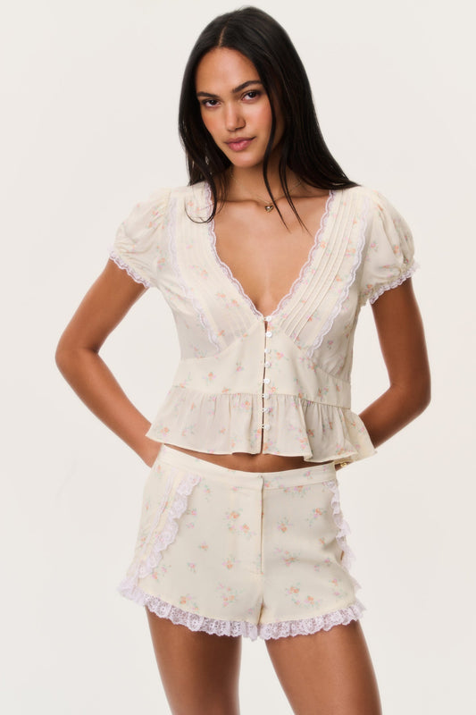 Adina Lace-Trimmed Floral Shorts