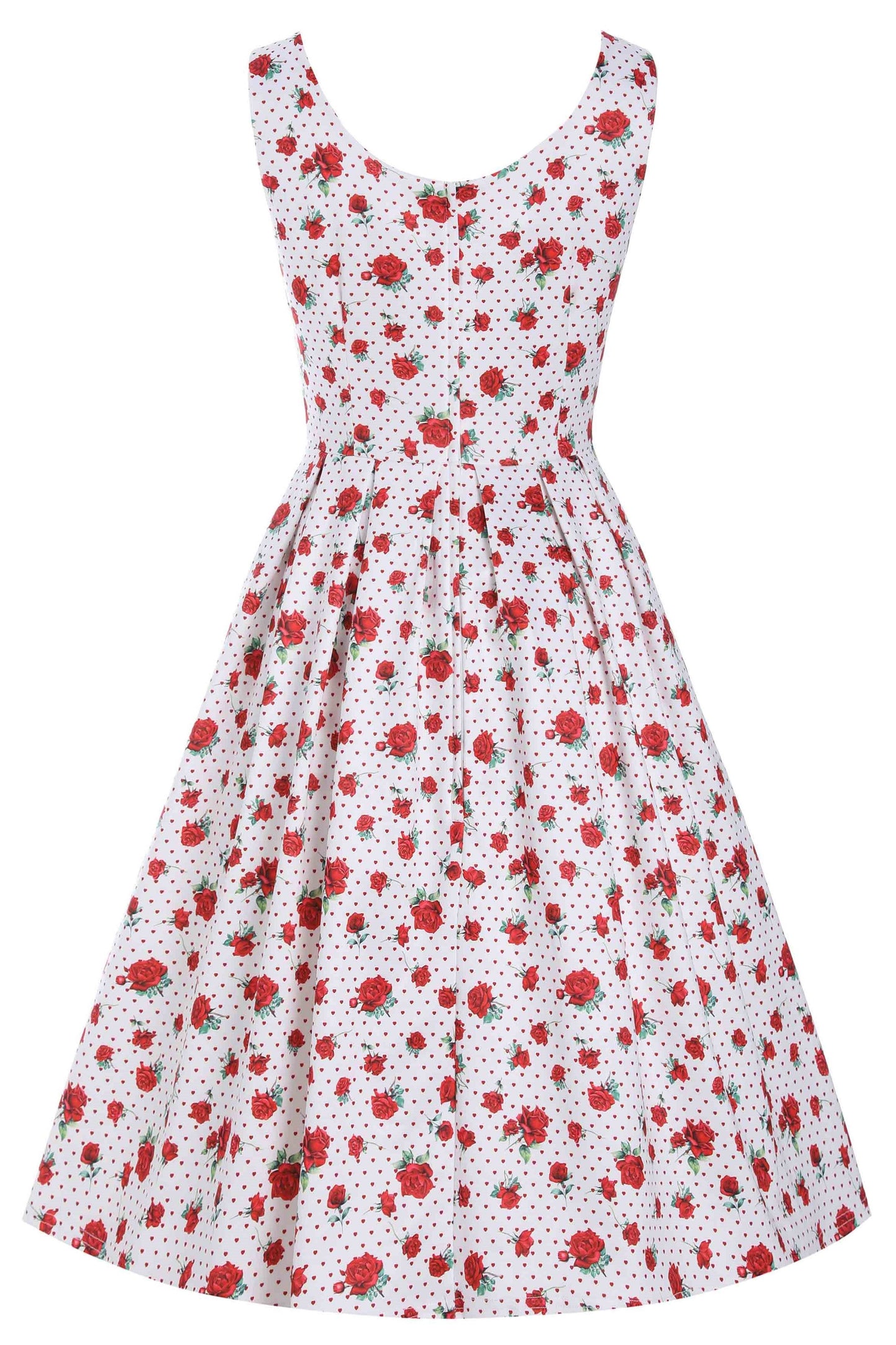Amanda Retro Red Hearts & Roses Swing Dress