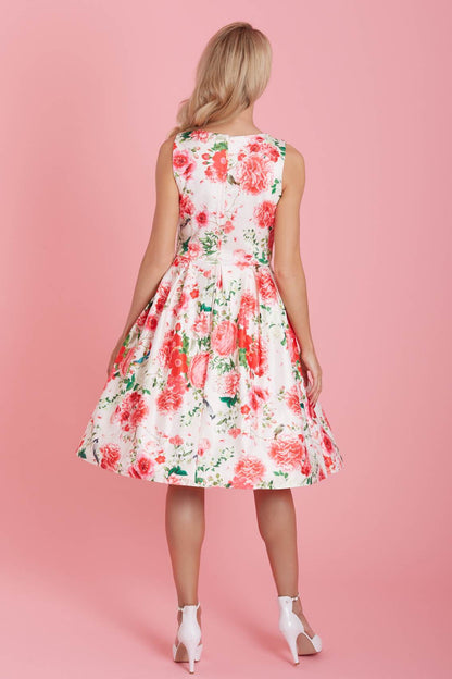 Annie White Red Floral Swing Dress