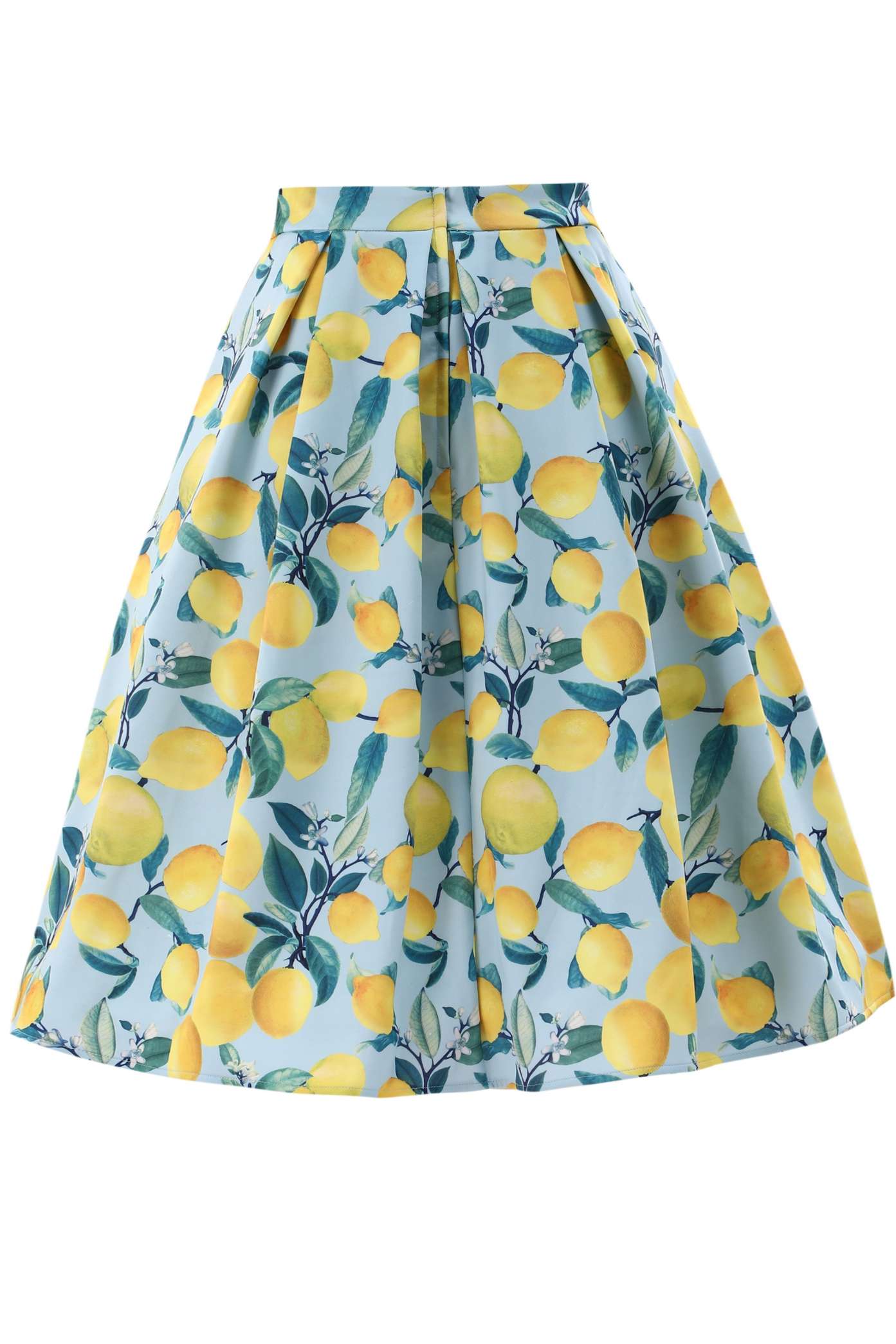 Aisley Summer Lemon Box Pleated Skirt In Blue