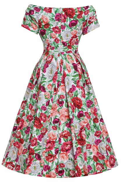 Lily White Peony Off Shoulder Dress