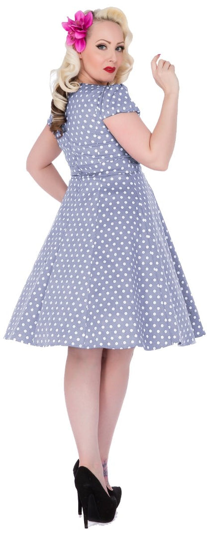 Claudia Lilac Purple/White Polka Dot Swing Dress