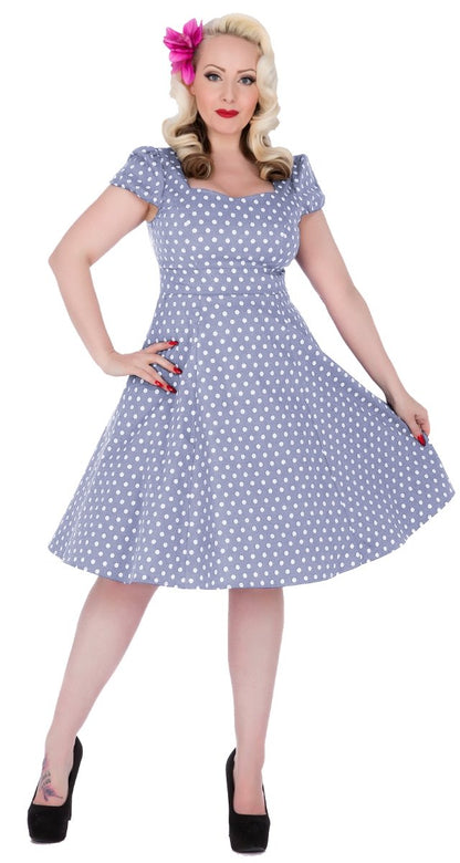 Claudia Lilac Purple/White Polka Dot Swing Dress