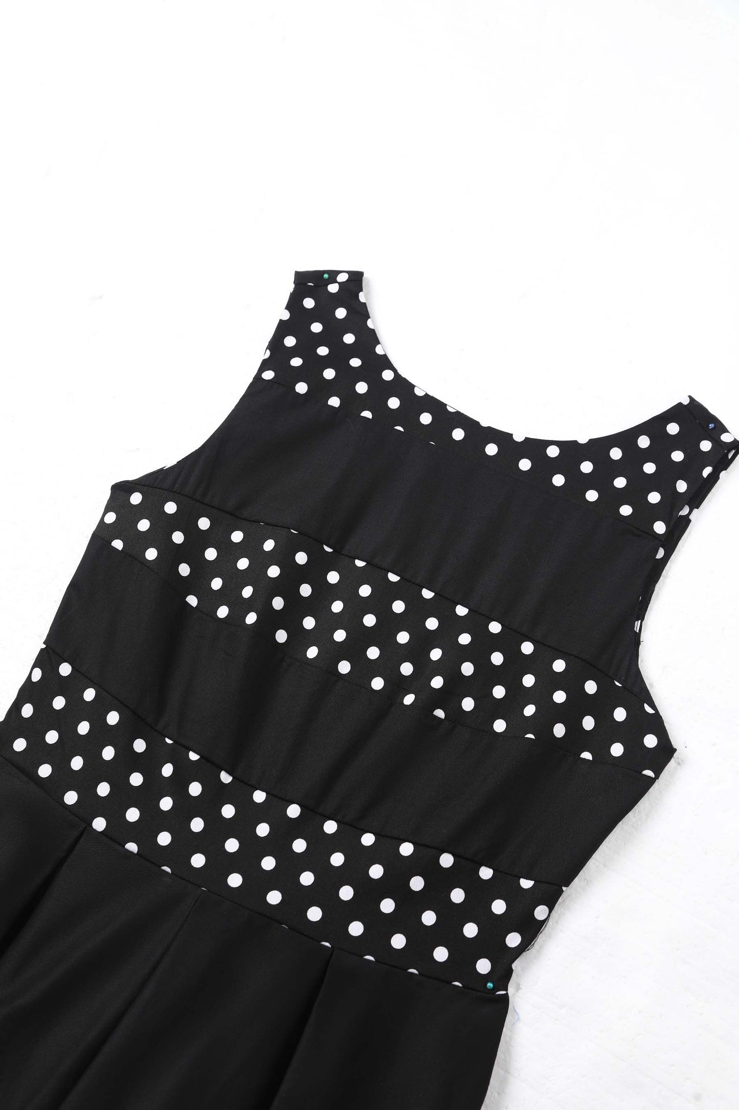 Annie Retro Black Polka Dot Panel Swing Dress