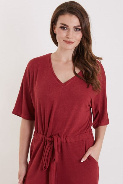 Charlotte Burgundy Wide Leg Jumpsuit