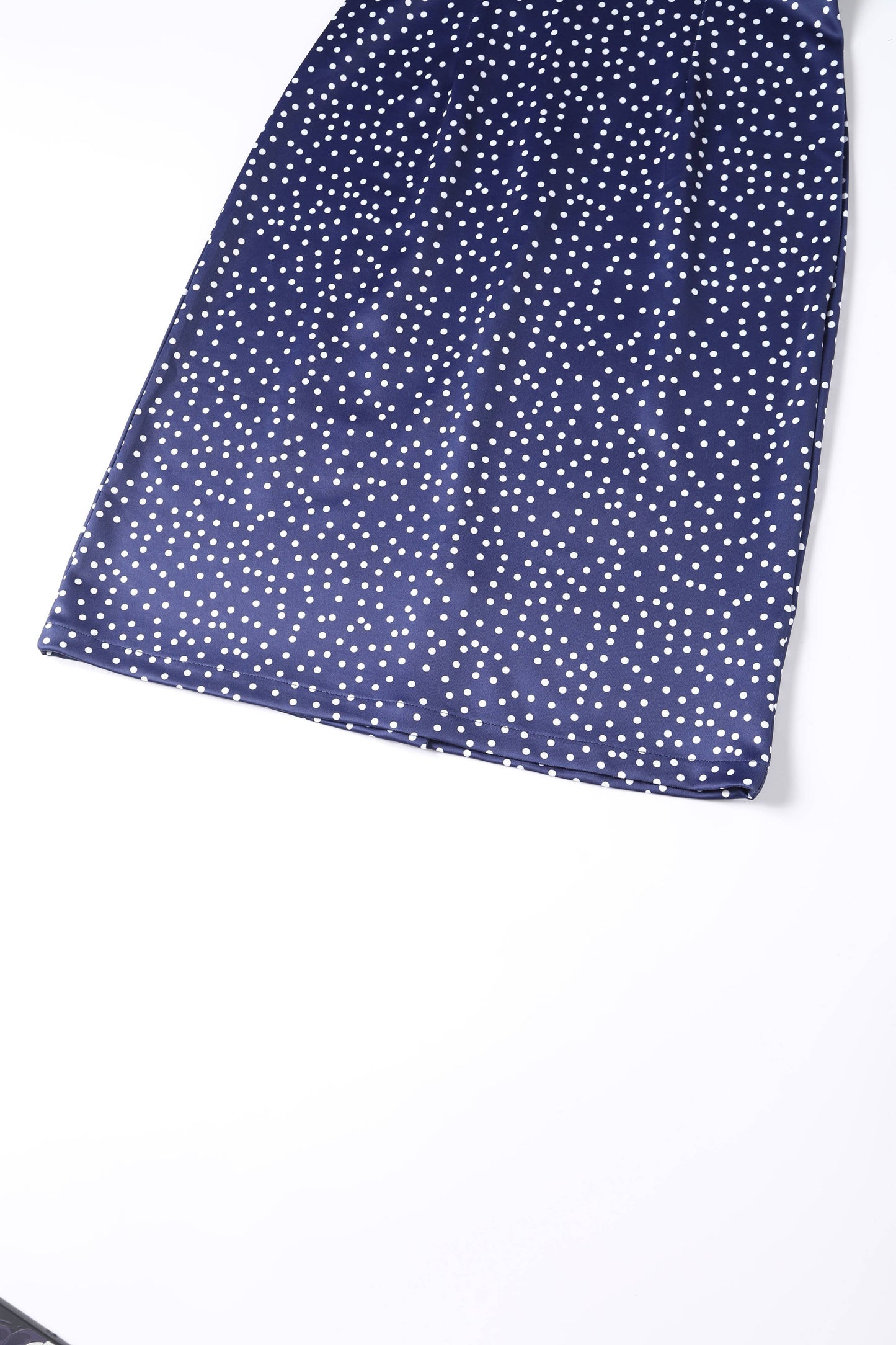 Norma Cross Strap Fitted Dress in Blue Polka Dots