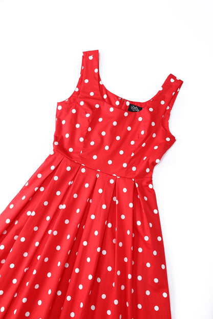 Amanda Polka Dot Swing Dress In Red & White