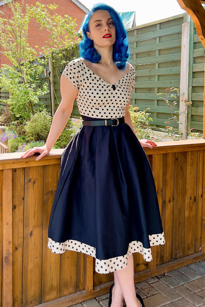 Lily Cream & Black Polka Dot 50s Swing Dress