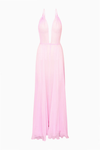 Dayna Chiffon Open Back Maxi Dress