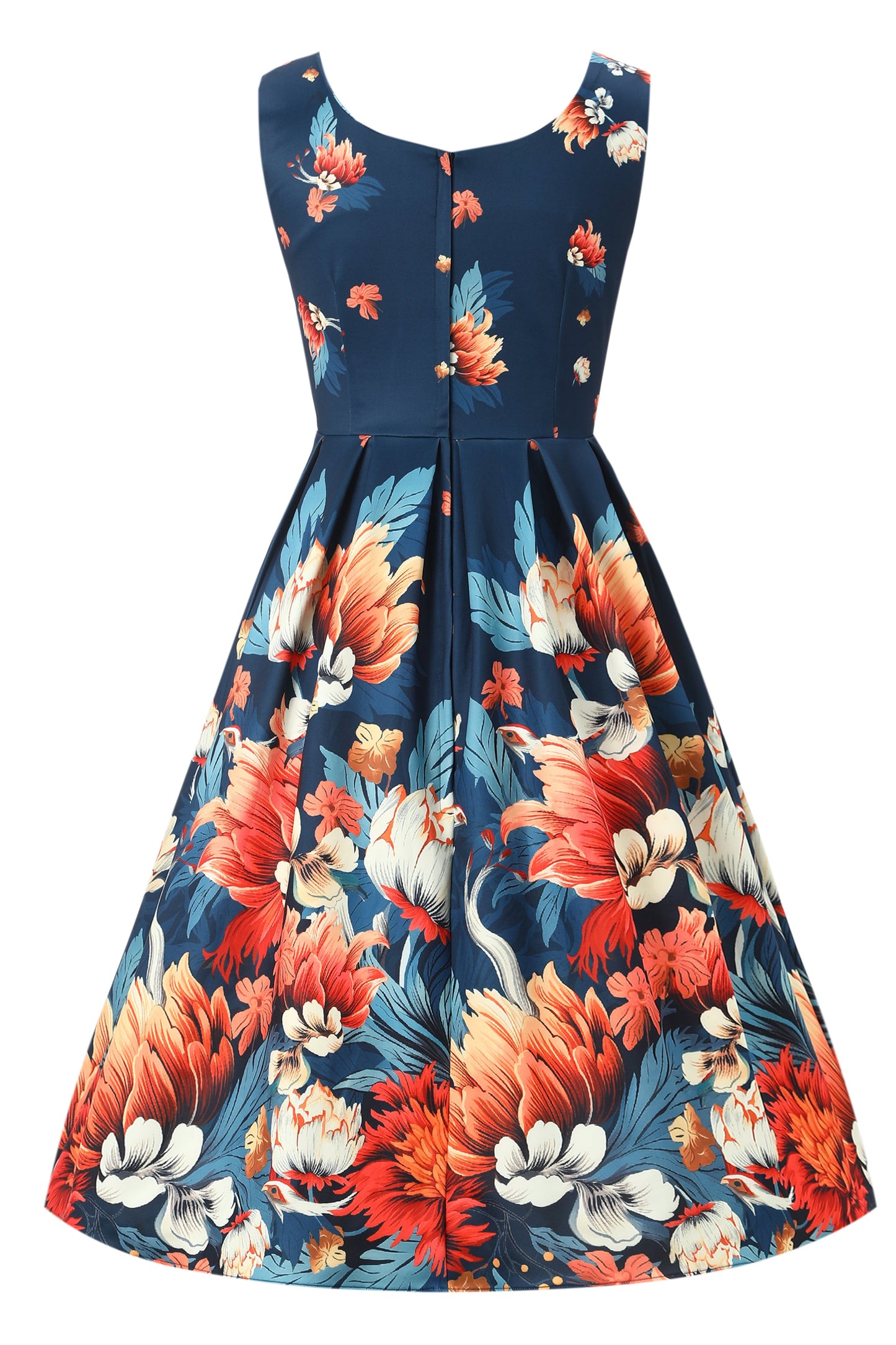 Amanda Dark Blue Flower Garden Swing Dress