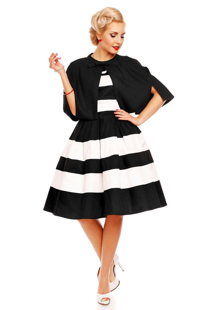 Aurora Striped Two Tone Dress in Black-White