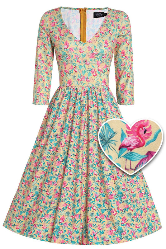 Billie Flock Star Flamingo Flared Dress