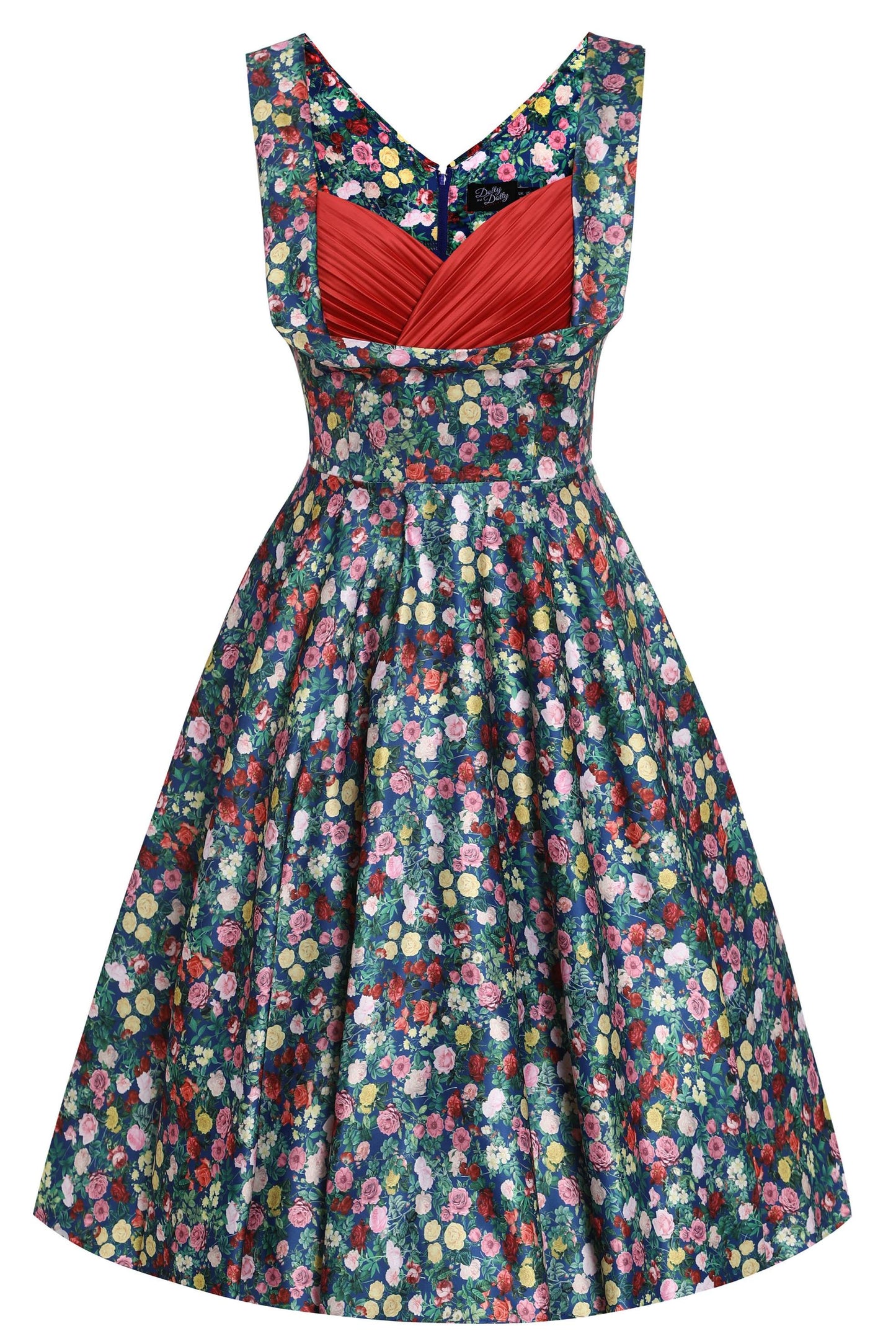 Grace Rose Navy Blue Pleated Bust Dress