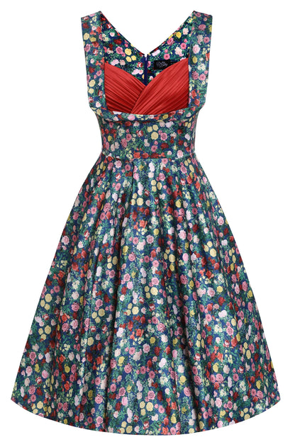 Grace Rose Navy Blue Pleated Bust Dress
