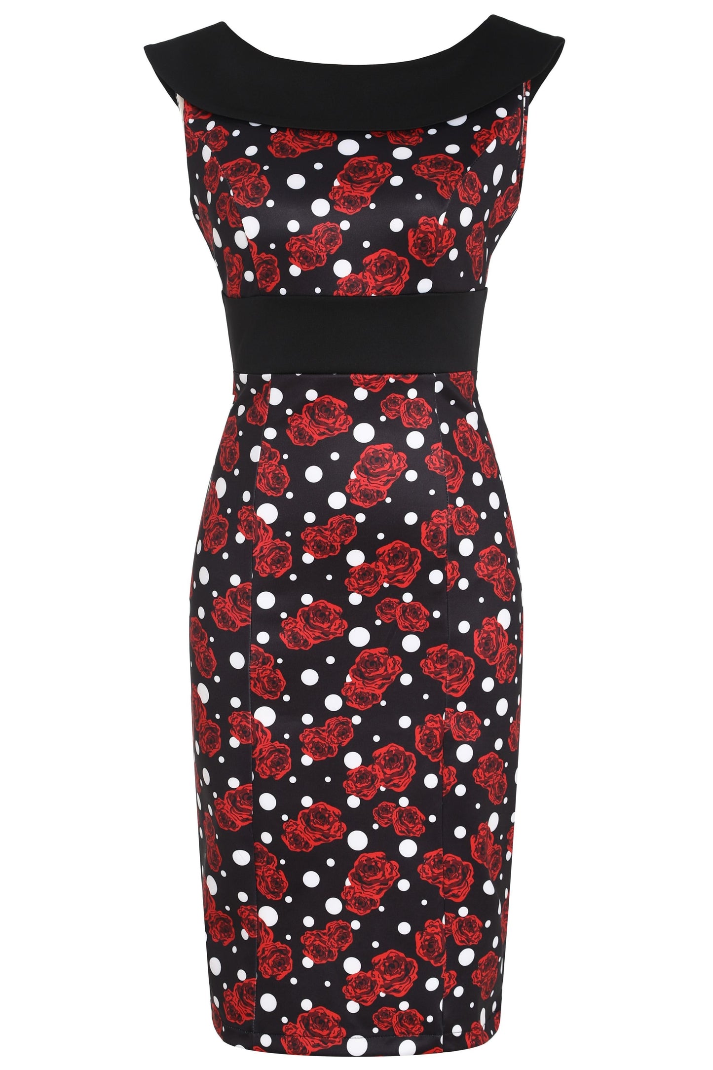Darla Rockabilly Rose & Spot Wiggle Dress
