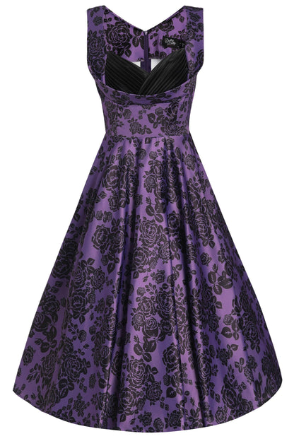 Grace Purple Rose Pleated Bust Dress