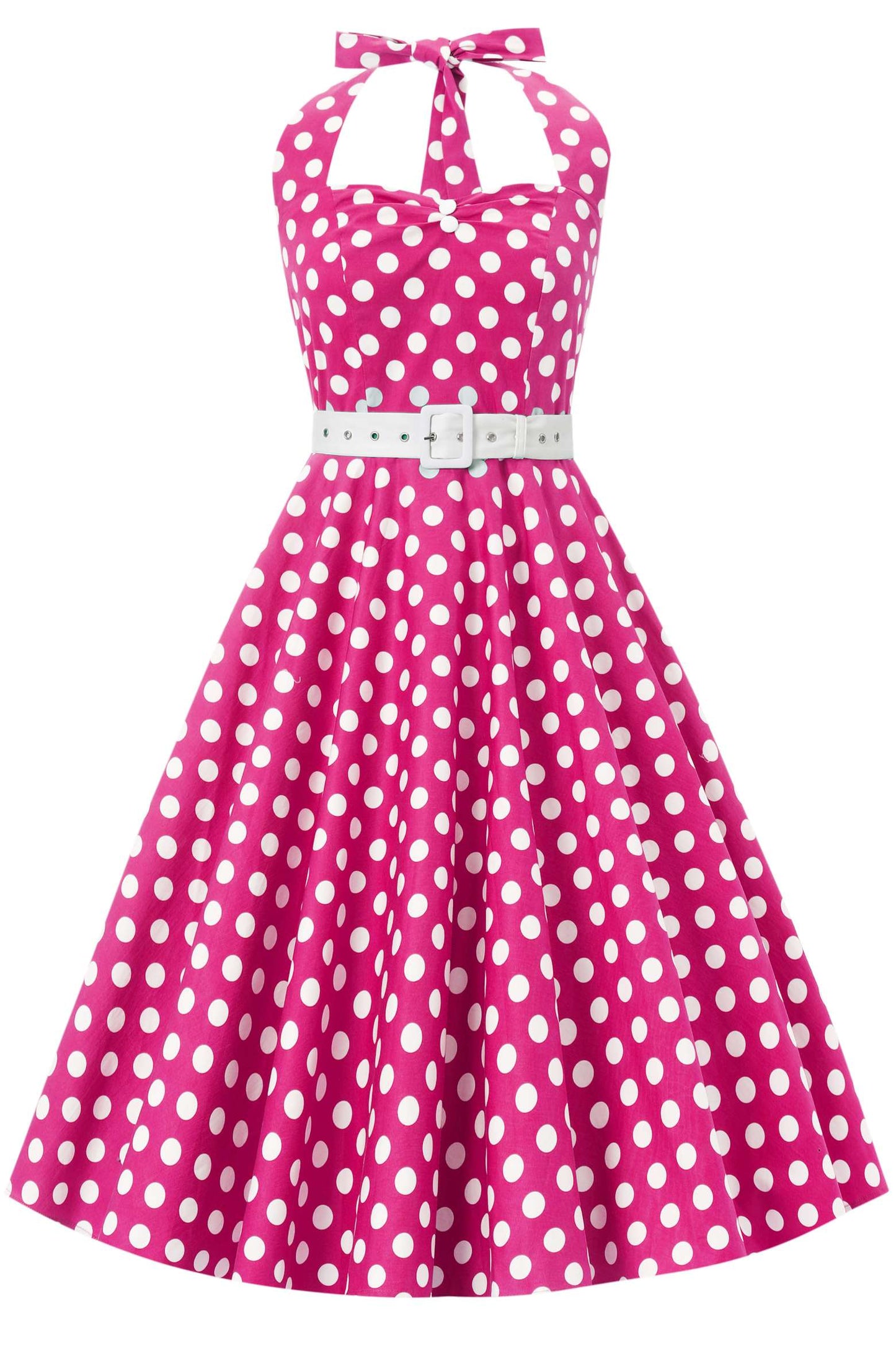 Daisy Hot Pink Polka Dot Halter Dress