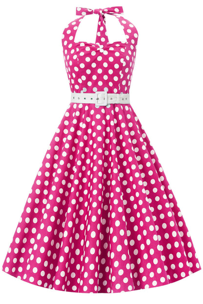 Daisy Hot Pink Polka Dot Halter Dress