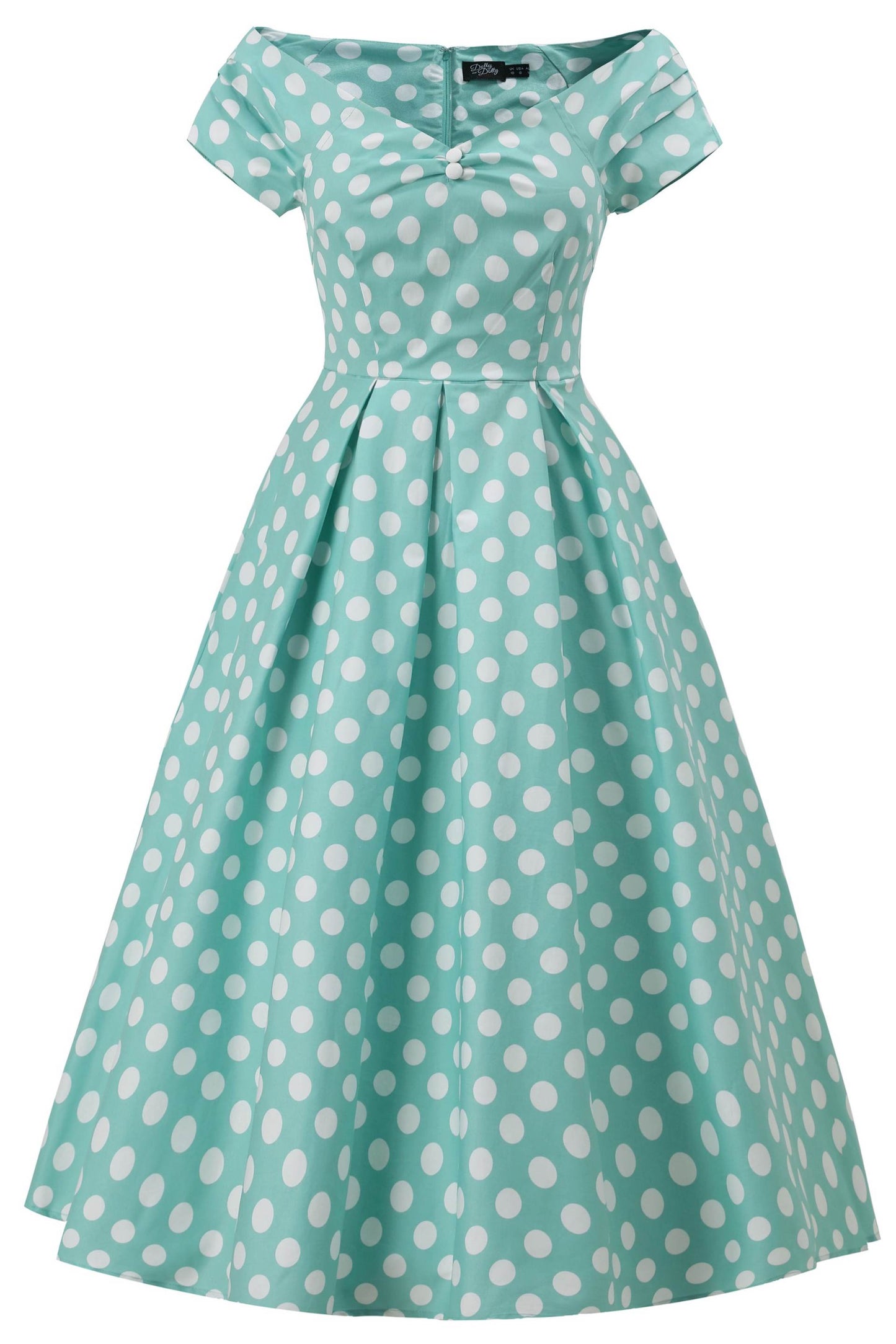 Lily Sage Polka Dot Off Shoulder Dress