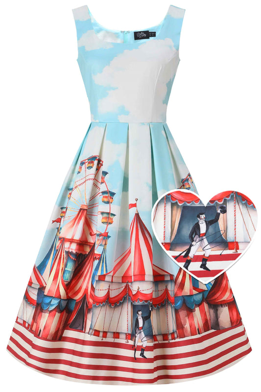 Amanda Vintage Circus Flared Dress