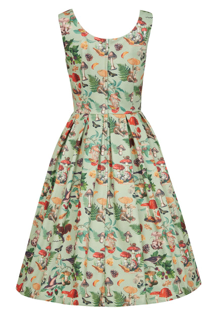 Amanda Woodland Flared Dress In Tea Green