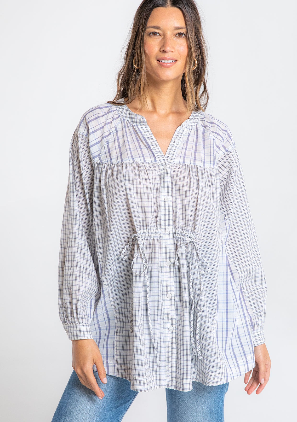 Marcelle Oversized Plaid Tunic Top
