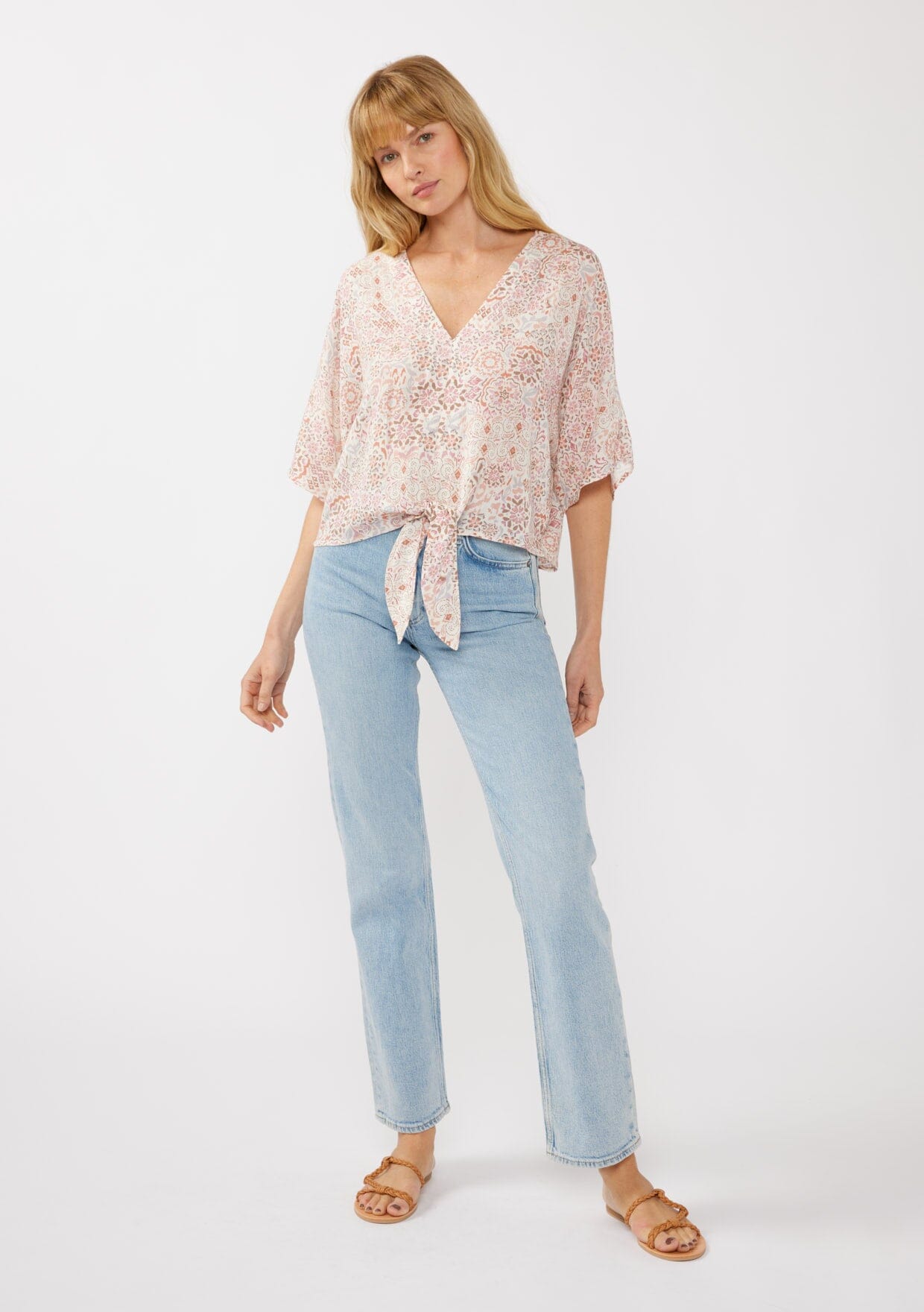 Cabana Days Tie Front Top