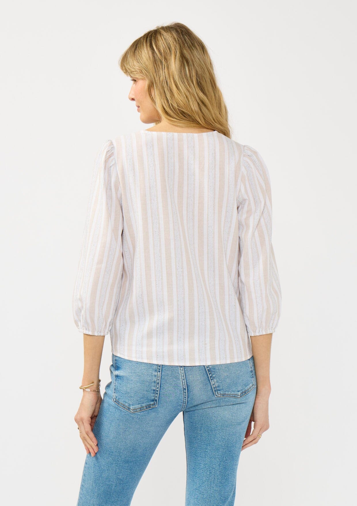 Nia Striped Tie Front Top