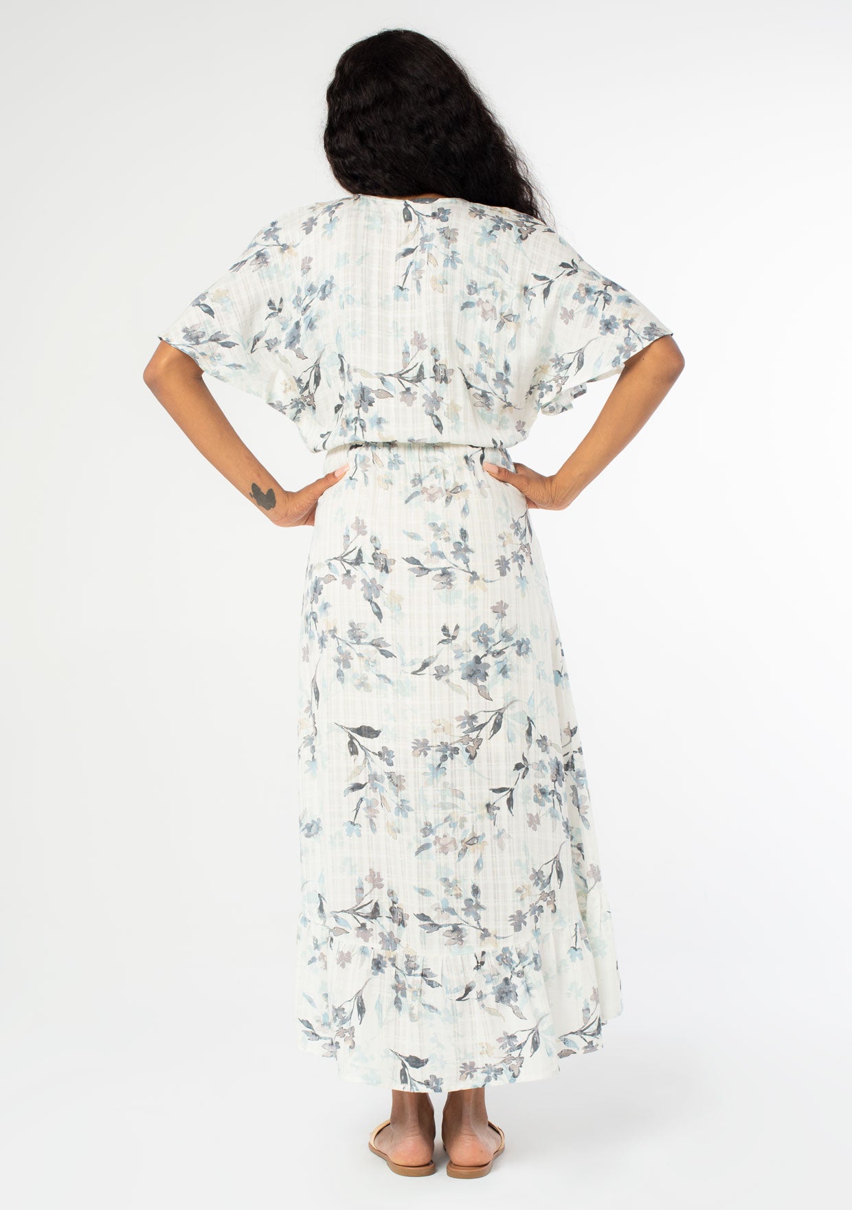 Floral Flutter Sleeve Wrap Dress