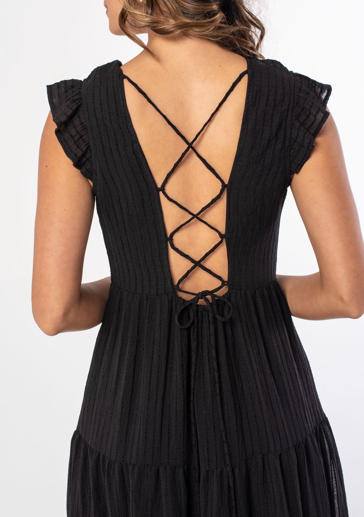 Talia Lace Up Midi Dress