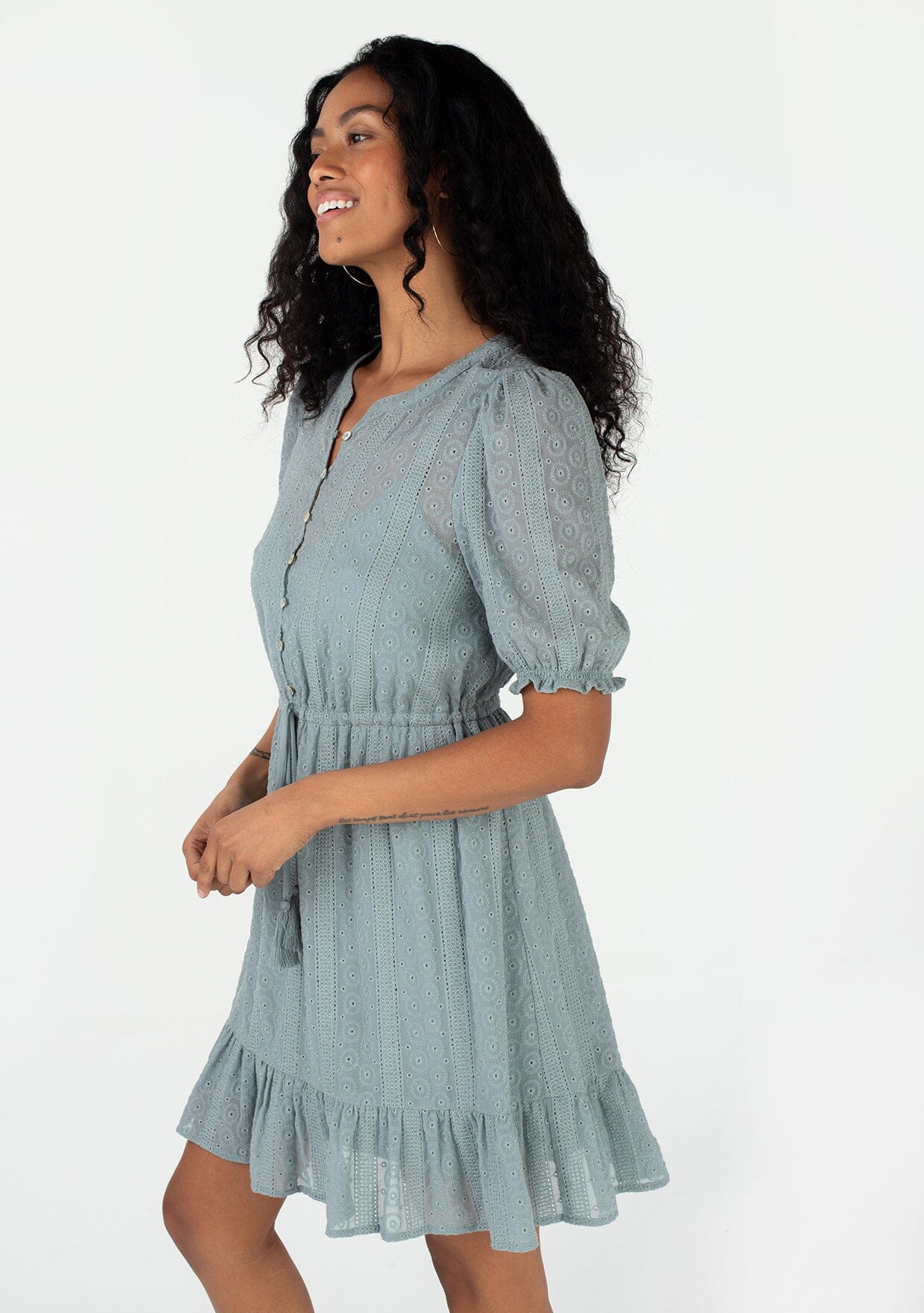 Annika Eyelet Mini Dress