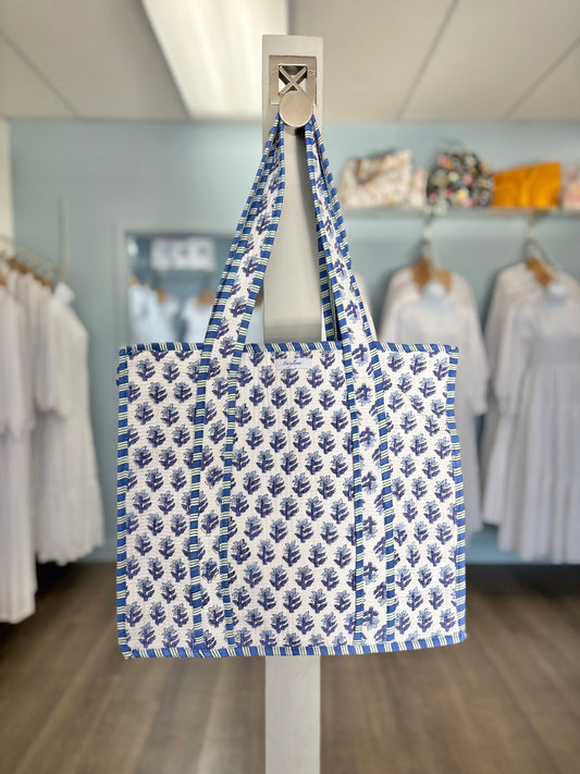 Blue Quilted Temple Bag